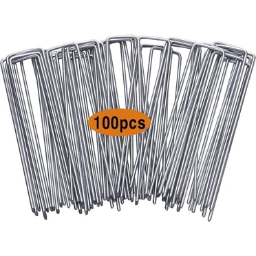 JOINPAYA 100Pcs U Shaped Metal Lawn Turf Pegs For Gardening
