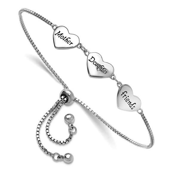 7.8mm 925 Sterling Silver Rhodium Plated Enamel Mother Daughter Friends Bracelet Link Bracelet for Women