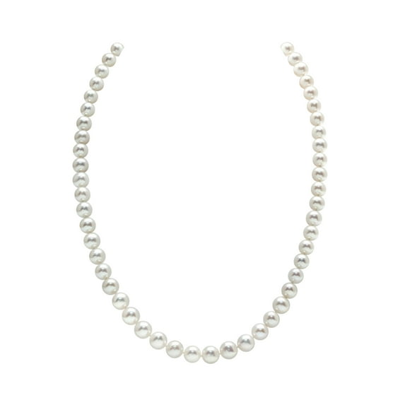 7-8mm AAA Quality Round White Freshwater Cultured Pearl Necklace for Women in 16 Princess Length