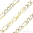 thumbnail image 1 of 7.8mm Figaro / Figaroa Link D-Cut Pave Italian Chain Bracelet in .925 Sterling Silver w/ 14k Yellow Gold, 1 of 2