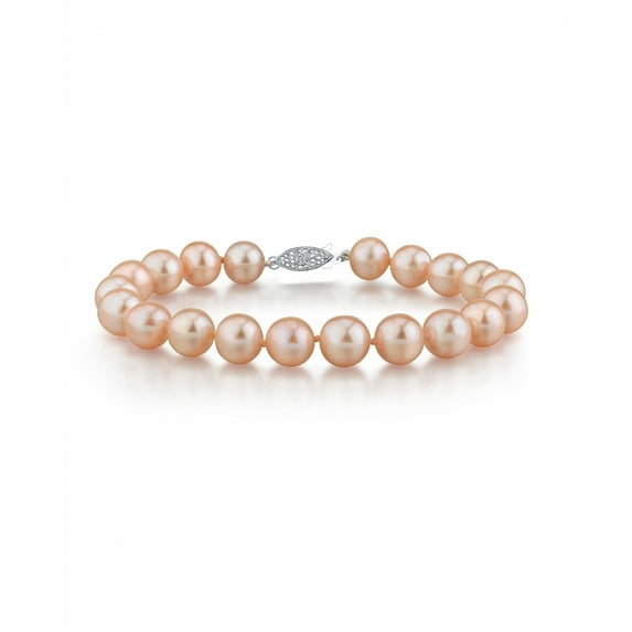 7-8mm Peach Freshwater Cultured Pearl Bracelet - AAA Quality