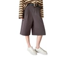 thumbnail image 1 of 7/8th Shorts for Women Dressy Elastic Wide Leg Business Casual Work Shorts with Pockets Gray M, 1 of 10