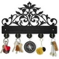 thumbnail image 1 of 7.8x11.8inch Lace Bird Flower Key Holder Wall Mounted Wood & Iron Hook Hangers Decorative Organizer Rack with 5 Hooks and 2Pcs Screws for Keys Coats Hats Towels Clothes Aprons, 1 of 8