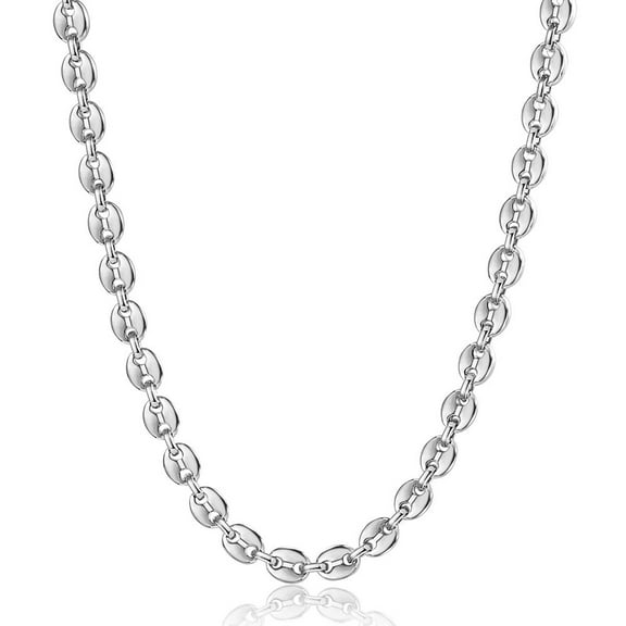 7/9/11mm Men Women Stainless Steel Coffee Beans Marina Link Chain Necklace