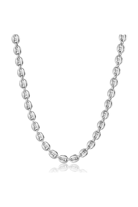 7/9/11mm Men Women Stainless Steel Coffee Beans Marina Link Chain Necklace