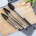 thumbnail image 1 of 7/9/12inch Silicone-Tipped Stainless Steel Kitchen BBQ Tongs: Non-Slip Cooking Clip for Steak, Bread & Food - Lifting, Flipping, and Serving with Comfortable Grip & Convenient Locking Mechanism, 1 of 7