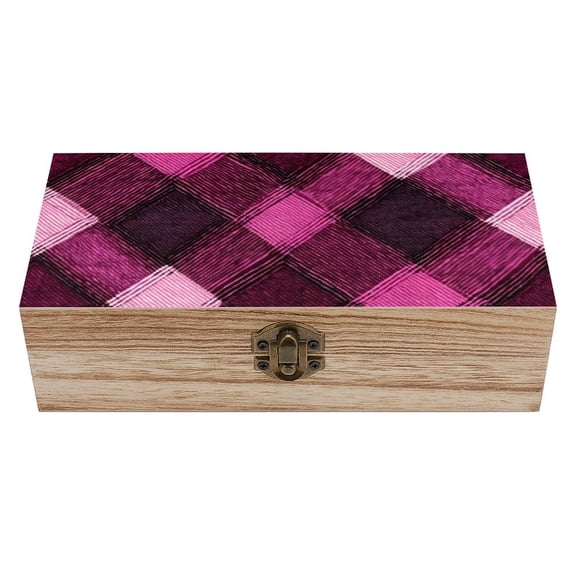 7.9×2.3 In Wooden Boxes Durable Easy To Use Dustproof Prevent Slippery Delicate And Cabinet Argyle Plaid Magenta_4