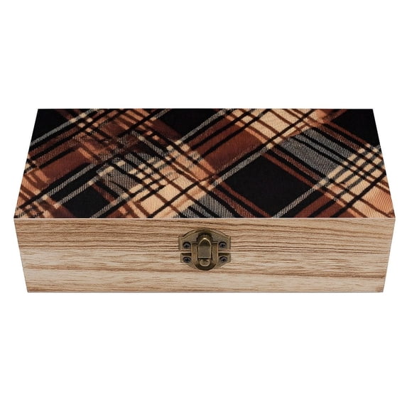 7.9×2.3 In Wooden Boxes Durable Easy To Use Dustproof Prevent Slippery Delicate And Cabinet Argyle Plaid SaddleBrown_1