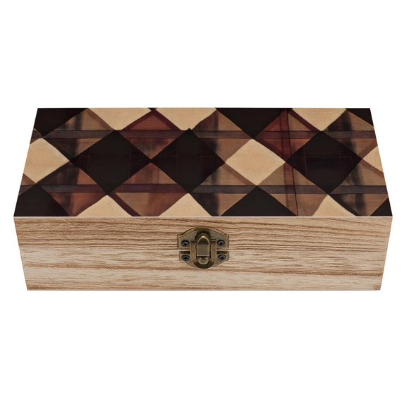7.9×2.3 In Wooden Boxes Durable Easy To Use Dustproof Prevent Slippery Delicate And Cabinet Argyle Plaid SaddleBrown_2