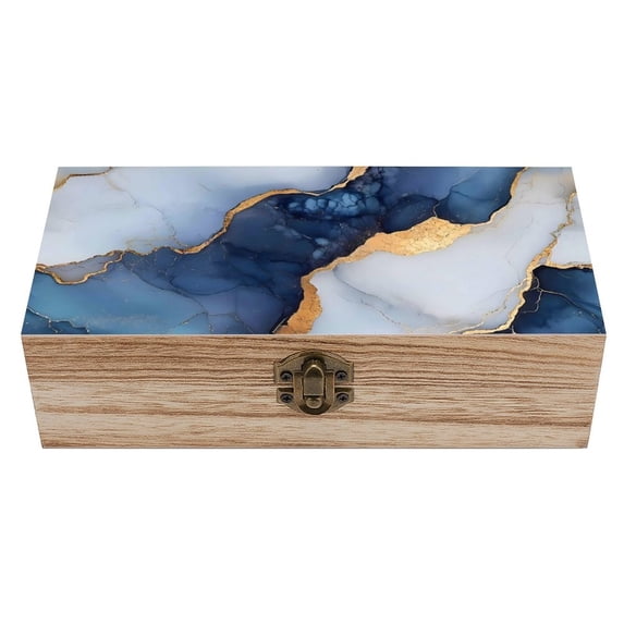 7.9×2.3 In Wooden Boxes Durable Easy To Use Dustproof Prevent Slippery Delicate And Cabinet Blue White Gold Marble