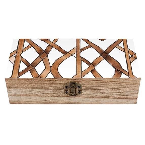 7.9×2.3 In Wooden Boxes Durable Easy To Use Dustproof Prevent Slippery Delicate And Cabinet Brown Moroccan Trellis Hand-drawn Sketch_1