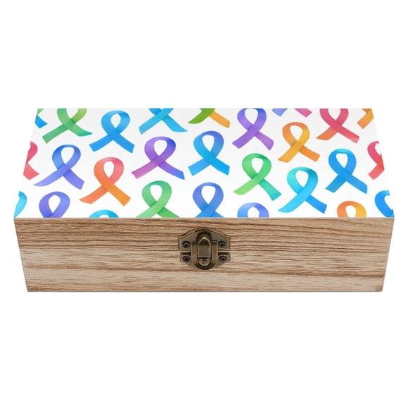 7.92.3 In Wooden Boxes Durable Easy To Use Dustproof Prevent Slippery Delicate And Cabinet Cancer Awareness Ribbon Pattern - Ombr Flow