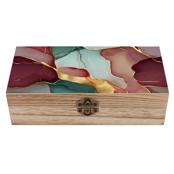 7.9×2.3 In Wooden Boxes Durable Easy To Use Dustproof Prevent Slippery Delicate And Cabinet Deep Reddish-brown Green Golden Marble