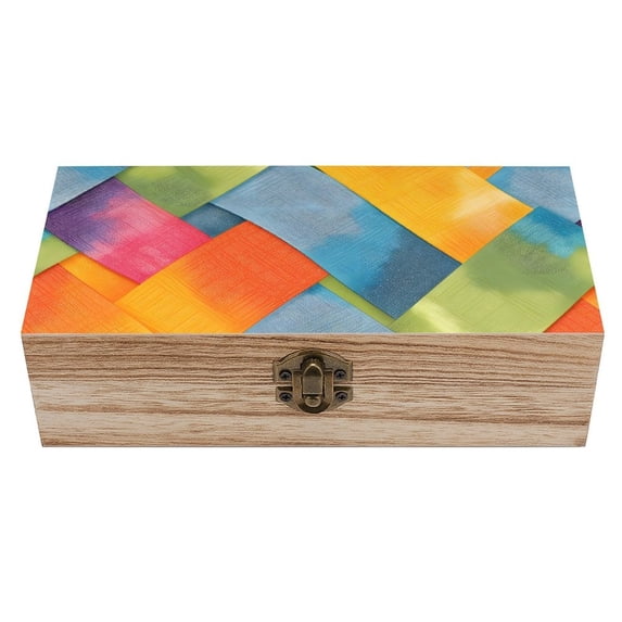 7.9×2.3 In Wooden Boxes Durable Easy To Use Dustproof Prevent Slippery Delicate And Cabinet Gray Tie-dye Background Rainbow Colors_1