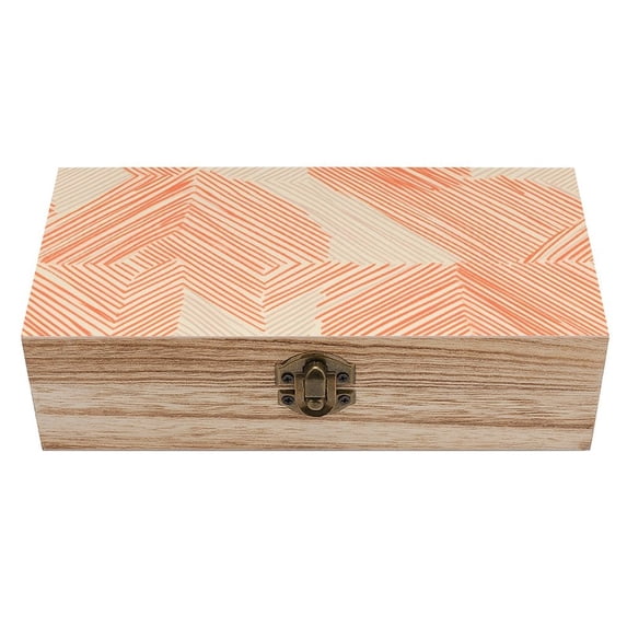 7.9×2.3 In Wooden Boxes Durable Easy To Use Dustproof Prevent Slippery Delicate And Cabinet LightSalmon Geometric Lines_1