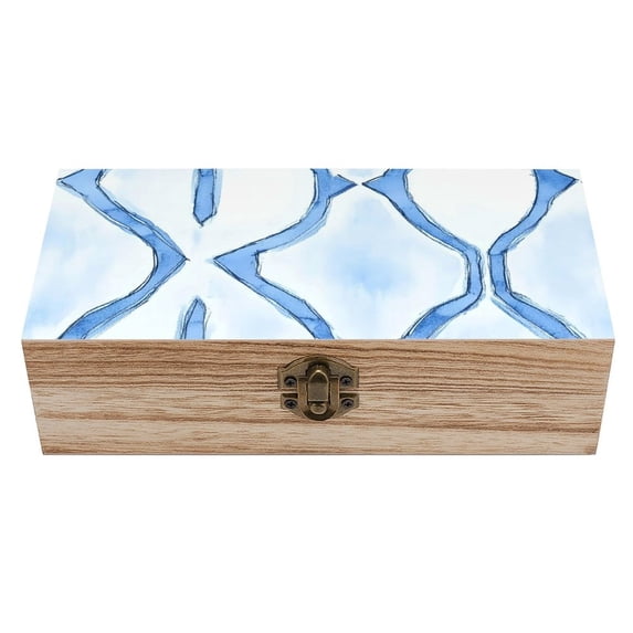 7.9×2.3 In Wooden Boxes Durable Easy To Use Dustproof Prevent Slippery Delicate And Cabinet LightSkyBlue Moroccan Trellis Hand-drawn Sketch_1