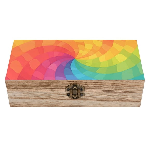 7.9×2.3 In Wooden Boxes Durable Easy To Use Dustproof Prevent Slippery Delicate And Cabinet MediumVioletRed Tie Dye Background Rainbow Colors_2