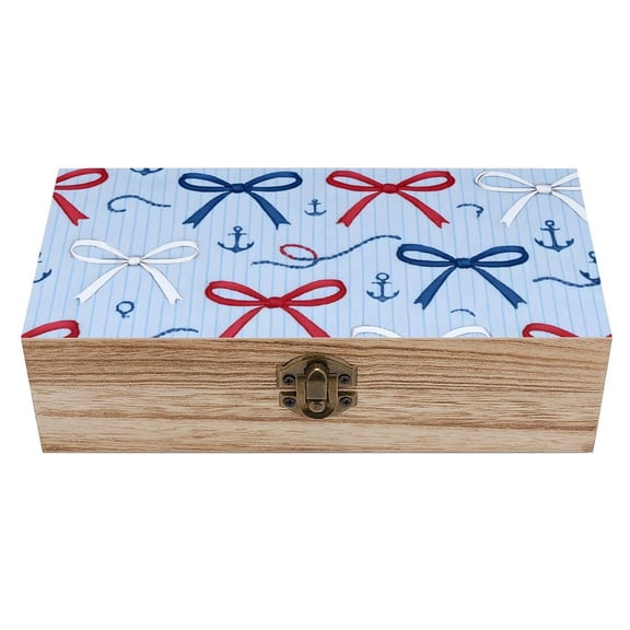 7.92.3 In Wooden Boxes Durable Easy To Use Dustproof Prevent Slippery Delicate And Cabinet Nautical Theme Thin Ribbon Bow Pattern
