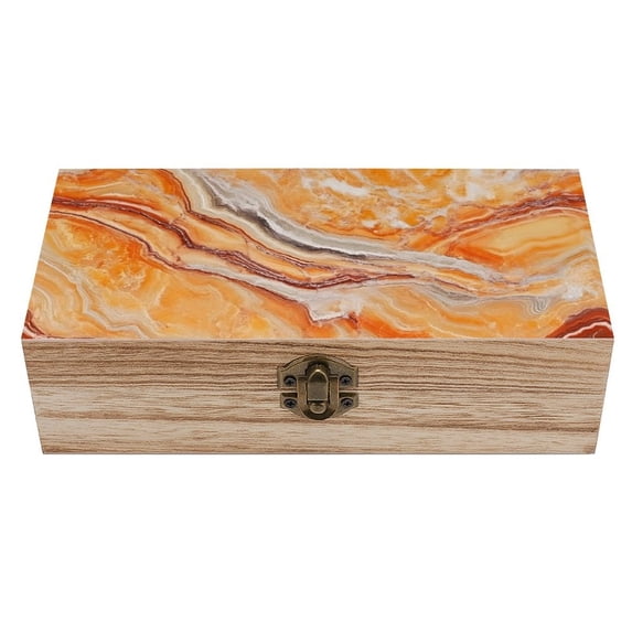 7.9×2.3 In Wooden Boxes Durable Easy To Use Dustproof Prevent Slippery Delicate And Cabinet OrangeRed Marble_4