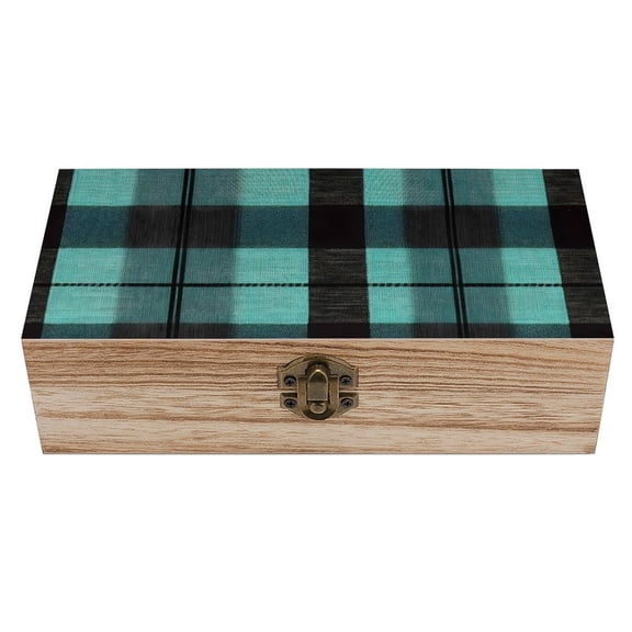 7.92.3 In Wooden Boxes Durable Easy To Use Dustproof Prevent Slippery Delicate And Cabinet PaleTurquoise Buffalo Plaid Check Tartan Scotland_4