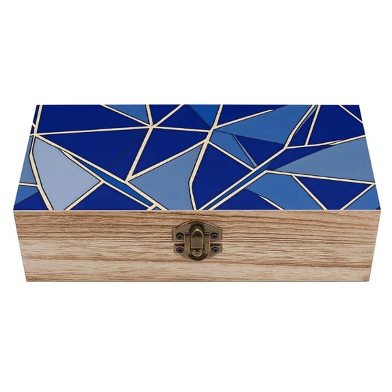 7.9×2.3 In Wooden Boxes Durable Easy To Use Dustproof Prevent Slippery Delicate And Cabinet RoyalBlue Geometric Lines_2