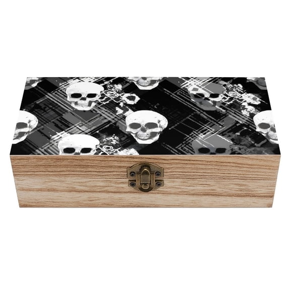 7.9×2.3 In Wooden Boxes Durable Easy To Use Dustproof Prevent Slippery Delicate And Cabinet Skulls And Plaid