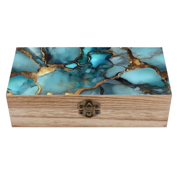 7.9×2.3 In Wooden Boxes Durable Easy To Use Dustproof Prevent Slippery Delicate And Cabinet Teal Gold Marble
