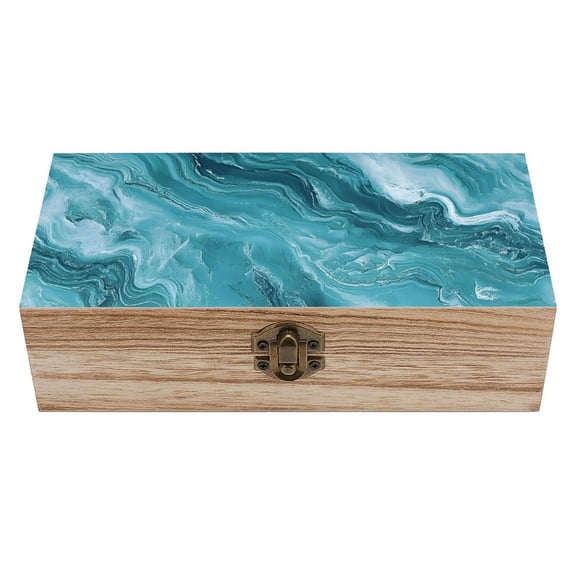 7.9×2.3 In Wooden Boxes Durable Easy To Use Dustproof Prevent Slippery Delicate And Cabinet Teal Marble_3