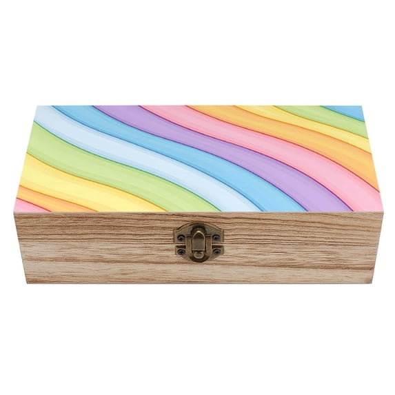 7.9×2.3 In Wooden Boxes Durable Easy To Use Dustproof Prevent Slippery Delicate And Cabinet Tie-dye Pattern Rainbow Colors Tie-dye Background_3