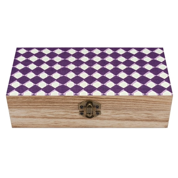 7.9×2.3 In Wooden Boxes Durable Easy To Use Dustproof Prevent Slippery Delicate And Cabinet Violet Retro Houndstooth_2