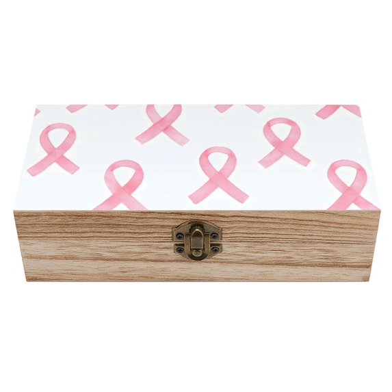 7.9×2.3 In Wooden Boxes Durable Easy To Use Dustproof Prevent Slippery Delicate And Cabinet Watercolor Pink Ribbon Pattern