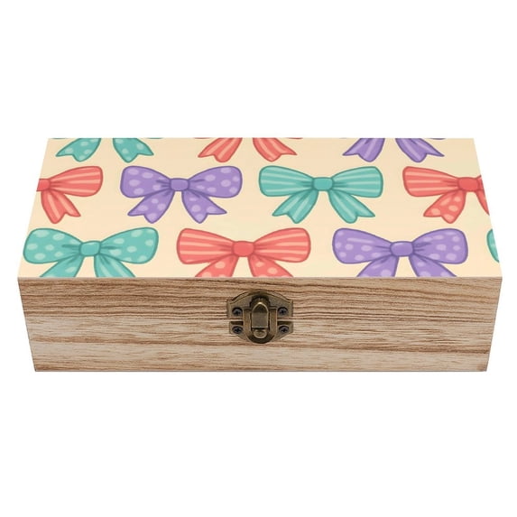 7.9×2.3 In Wooden Boxes Durable Easy To Use Dustproof Prevent Slippery Delicate And Cabinet Whimsical Polka Dot And Striped Ribbon Bow Pattern