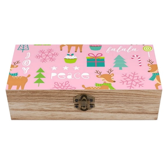 7.9×2.3 In Wooden Boxes Durable Easy To Use Dustproof Prevent Slippery Delicate And Cabinet Winter Deer Snowflakes