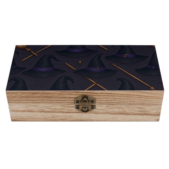 7.92.3 In Wooden Boxes Durable Easy To Use Dustproof Prevent Slippery Delicate And Cabinet Witch Hat And Broomstick Halloween Pattern