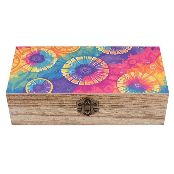7.9×2.3 In Wooden Boxes Durable Easy To Use Dustproof Prevent Slippery Delicate And Cabinet DarkOrchid Tie Dye Background Rainbow Colors Tie-dye Pattern