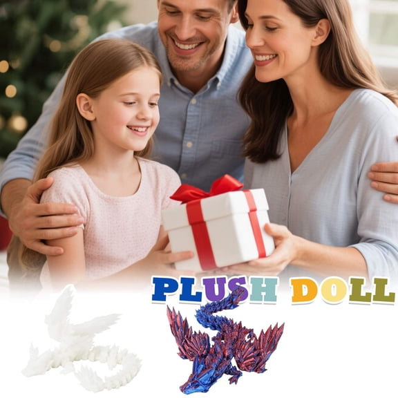 7.9" 3D Printed Winged Dragon Articulated Crystal Toy Flexible Joint Figurine Desktop Ornament Sensory Fidget Dragon Perfect Idea Gifts for Friends Family,2PCS