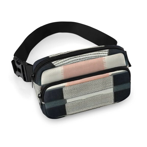 7.95.1 Inches Full-Print Waist Bag Is Sturdy Durable And Long-Lasting It Has An Adjustable Waist Strap With Side Pockets Argyle Plaid LightCoral_2