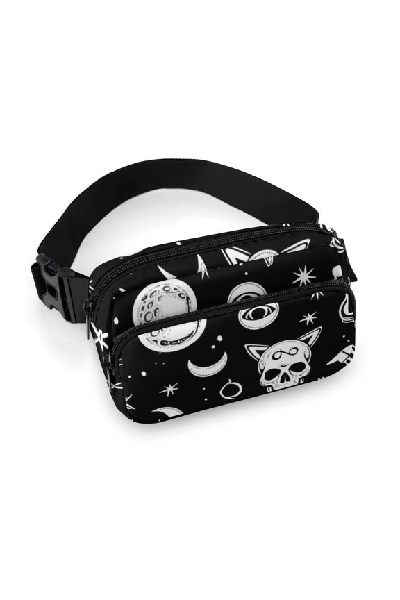 7.95.1 Inches Full-Print Waist Bag Is Sturdy Durable And Long-Lasting It Has An Adjustable Waist Strap With Side Pockets Retro Skull Head (2)