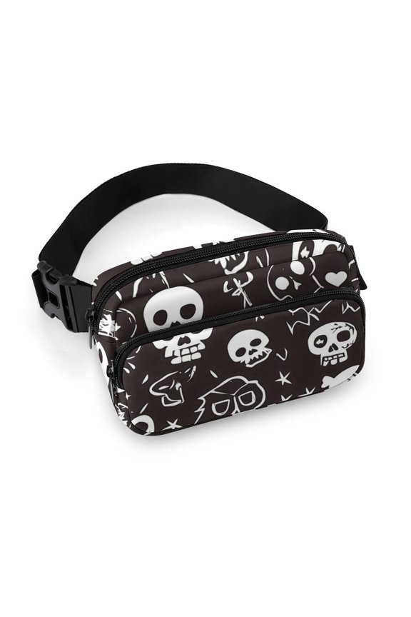 7.95.1 Inches Full-Print Waist Bag Is Sturdy Durable And Long-Lasting It Has An Adjustable Waist Strap With Side Pockets Weird Skull Head