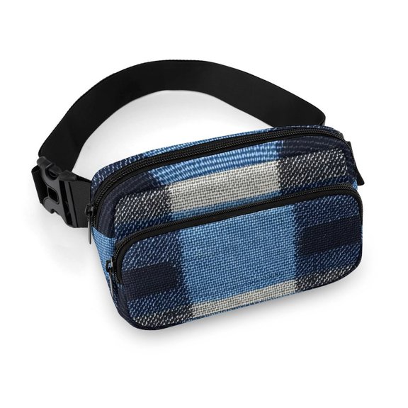 7.95.1 Inches Full-Print Waist Bag Is Sturdy Durable And Long-Lasting It Has An Adjustable Waist Strap With Side Pockets Argyle Plaid MediumSlateBlue_3