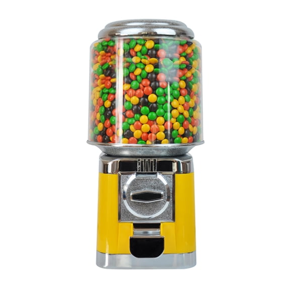 7.9*7.9*16 Yellow Bulk Vending Gumcandy Candy Machine Bubble Dispenser Ending Bank 25 Cent w/ Keys