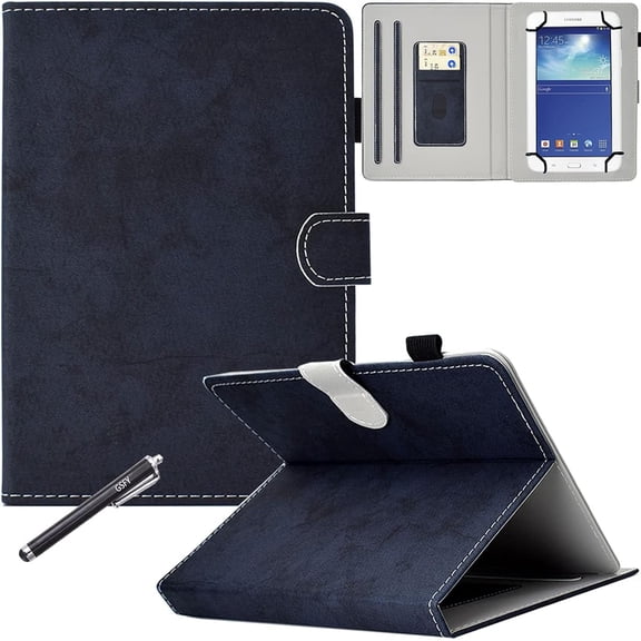 7.9-8.5 inch Universal Tablet Case, Newshine PU Leather Stand Cover for 7.9'' iPad Mini 1/2/3/4, Galaxy Tab A 8.0, Amazon Kindle Fire HD 8 and Other 8.0'' Models, DC-Navy