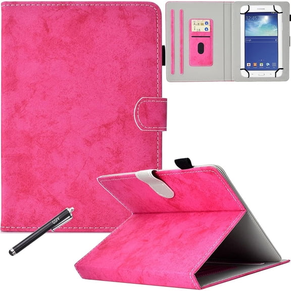 7.9-8.5 inch Universal Tablet Case, Newshine PU Leather Stand Cover for 7.9'' iPad Mini 1/2/3/4, Galaxy Tab A 8.0, Amazon Kindle Fire HD 8 and Other 8.0'' Models, DC-Rose
