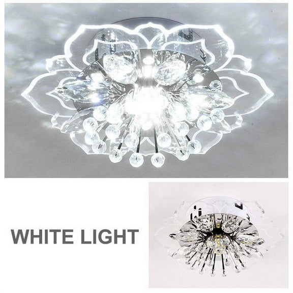 7.9'' Acrylic Crystal Ceiling Light 8-12W Modern Flower Ceiling Lamp Fixture for Living Room Kitchen Bedroom White