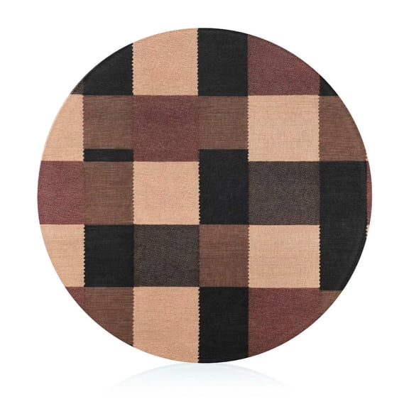 7.9 In Circular Cutting Board Is Not Easy To Have A Scar Easily Dried Small Volume Light Weight And Convenient Carrying RosyBrown Buffalo Plaid Check Tartan Scotland_4