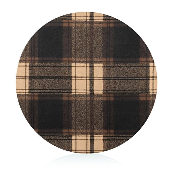 7.9 In Circular Cutting Board Is Not Easy To Have A Scar Easily Dried Small Volume Light Weight And Convenient Carrying SaddleBrown Buffalo Plaid Check Tartan Scotland_2