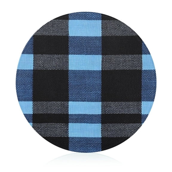 7.9 In Circular Cutting Board Is Not Easy To Have A Scar Easily Dried Small Volume Light Weight And Convenient Carrying SlateBlue Buffalo Plaid Check Tartan Scotland_3