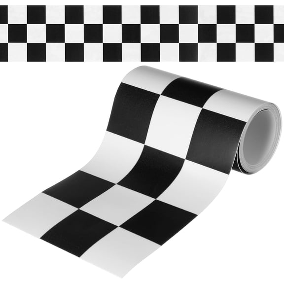 7.9 Feet Bathroom Wall Stickers Checkered Border Decorative Black White Checkerboard Trim for Home Classroom Bulletin Board Decoration