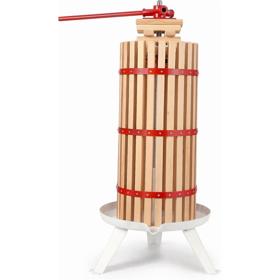 7.9-Gallon Manual Fruit Press, Wooden Basket Juice Press with Filter Bag for Apples, Grapes, Cider, Honey, and Olive Oil