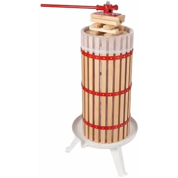 7.9 Gallon Manual Fruit Wine Press - Heavy-Duty Wood & Steel Juice Maker with T-Handle, Ideal for Home Use, Family Gatherings, and Restaurants - Superior Juice Extraction & Stable Design
